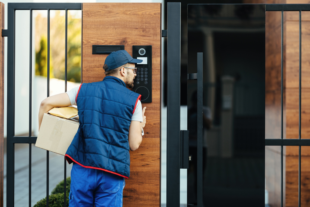 a man is trying to open door